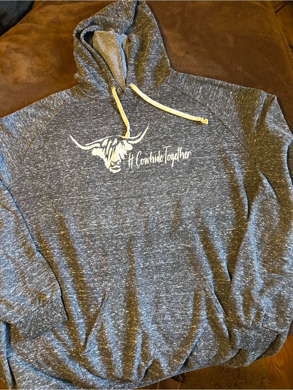 Gray Heather #CowhideTogether Hoodie with White Logo